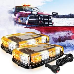 imageNilight 12 Inch Roof Top Strobe Lights 48LED Hazard Light Emergency Safety Warning LED Flashing Bar Magnetic Mount 12V 24V Cars Trucks Tractors Snow Plows Construction VehiclesAmber Mix White 2Pcs