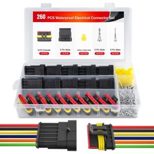 imageNilight 120PCS 1 Pin Electrical Connector Plug Male Female Terminal Wire Connectors Waterproof One Way Automotive Connect Set for Car Truck Motorcycle Marine Boat 20 Sets6Pin Connector 200Pcs