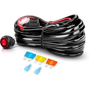 imageNilight 14AWG Wiring Harness Kit  1 Lead Heavy Duty 12V OnOff Switch Power 40 Amp Relay Blade Fuse for Off Road LED Work Light Bar White