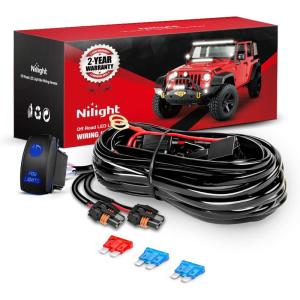 imageNilight 16AWG Heavy Duty Wiring Harness Kit  12V 5PIN Rocker Switch Relay Blade Fuse Socket Connector  Compatible with 9005 9006 9140 9145 HB3 H10 Fog Light BulbsH11 Fog Light Wiring Harness