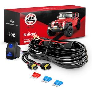 imageNilight 16AWG Heavy Duty Wiring Harness Kit  12V 5PIN Rocker Switch Relay Blade Fuse Socket Connector  Compatible with 9005 9006 9140 9145 HB3 H10 Fog Light Bulbs9005 Fog Light Wiring Harness