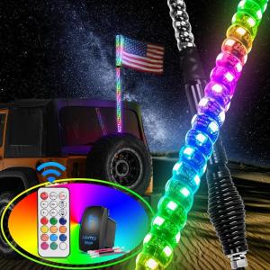 imageNilight 1PC 4FT Spiral RGB Led Whip Light with Spring Base Chasing Light RF Remote Control Lighted Antenna Whips for CanAm ATV UTV RZR Polaris Dune Buggy Offroad Truck 2 Years WarrantyRGB
