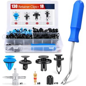 imageNilight 240PCS Bumper Retainer Clips Car Plastic Rivets Fasteners Remover Push Retainer Kit Door Trim Panel Clips for Toyota GM Ford Honda Acura Chrysler2 Years Warranty148 Clips Tools