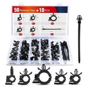 imageNilight 240PCS Car Retainer Clips Fastener Remover 63mm 8mm 9mm 10mm Expansion Screws Replacement Kit Bumper Push Rivet Clips for GM Ford Toyota Honda Chrysler Bonus Fastener Remover 2 Years Warranty60Pcs Wire Loom Routing Clip