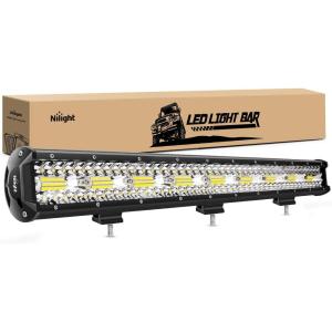 imageNilight 26 Inch 540W LED Light Bar Triple Row Flood Spot Combo 50000LM Driving Boat Led Off Road Lights with 12V OnOff 5 Pin Rocker Switch 14 AWG Wiring Harness Kit 2 Years Warranty26Inch Light White