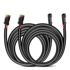 imageNilight 2PCS 16AWG 10Feet Wiring Harness Extension for 6Modes Amber White Light Bar Strobe Play and Plug 3Wires 2 Years WarrantyBlack16AWG 10FT 2Pin DT