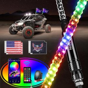 imageNilight 2PCS 2FT RGB LED Whip Light with Extra Stop Turn Reverse Lights Remote ampamp App Control DIY Chasing Patterns Safety Antenna Lighted Whips for ATV UTV Polaris RZR Canam2FT2PCS