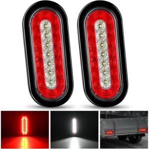 imageNilight 2PCS Trailer Tail Light Kit 40 LED Running Brake Turn Signals Reverse lights Waterproof for 1030V Truck RV UTV Camper Van Boat2Pcs 6 RedWhite Tail Lights