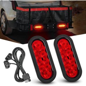 imageNilight 2PCS Trailer Tail Light Kit 40 LED Running Brake Turn Signals Reverse lights Waterproof for 1030V Truck RV UTV Camper Van Boat2Pcs 6 Trailer Lights and Wire Harness