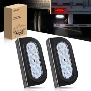 imageNilight 2PCS Trailer Tail Light Kit 40 LED Running Brake Turn Signals Reverse lights Waterproof for 1030V Truck RV UTV Camper Van Boat2Pcs White Trailer LightsBrackets