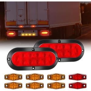 imageNilight 2PCS Trailer Tail Light Kit 40 LED Running Brake Turn Signals Reverse lights Waterproof for 1030V Truck RV UTV Camper Van BoatTail Lights Screws wMarker Light