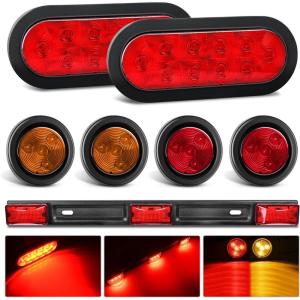 imageNilight 2PCS Trailer Tail Light Kit 40 LED Running Brake Turn Signals Reverse lights Waterproof for 1030V Truck RV UTV Camper Van BoatTail Lights wMarker Light wID Light Bar