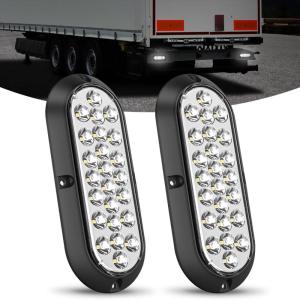 imageNilight 2PCS Trailer Tail Light Kit 40 LED Running Brake Turn Signals Reverse lights Waterproof for 1030V Truck RV UTV Camper Van BoatWhite 24LED Lights Screws 2Pcs