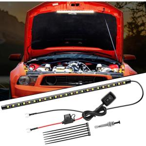 imageNilight 2pcs Under Hood Light Strip 42LED Waterproof Underhood Work Light with OnOff Switch Blade Fuse Engine Bay Repair Light White 12V for Car Truck SUV157 Inch 1PC