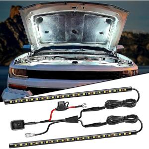 imageNilight 2pcs Under Hood Light Strip 42LED Waterproof Underhood Work Light with OnOff Switch Blade Fuse Engine Bay Repair Light White 12V for Car Truck SUV157 Inch 2PCS