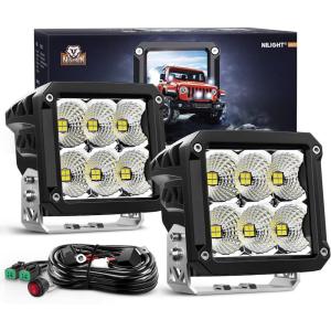 imageNilight 3 Inch Cube LED Pod Light Bar 20W 2100LM Super Flood ScrewLess Offroad Driving Work Lights w16AWG DT Wiring Harness Kit for Truck UTV 4x4 ATV Motorcycle6LED Flood Pod