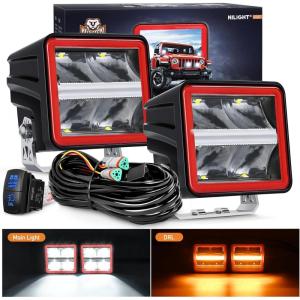 imageNilight 3 Inch Cube LED Pod Light Bar 20W 2100LM Super Flood ScrewLess Offroad Driving Work Lights w16AWG DT Wiring Harness Kit for Truck UTV 4x4 ATV MotorcycleIndirect 4LED Spot Pod wAmber DRL