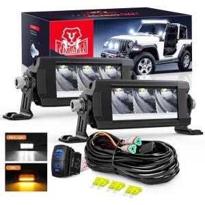 imageNilight 30 Inch LED Light Bar 120W 13000LM AntiGlare Flood Spot Combo DRL Offroad Driving Lamps IP68 w 16AWG DT Wiring Kit for Pickup Truck SUV ATV UTV Boat 4x4 JeepAmber DRL