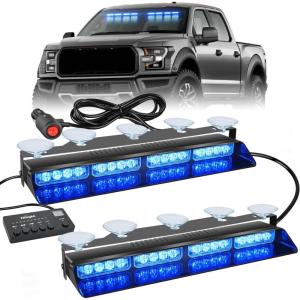 imageNilight 32LED Purple White Emergency Dash Strobe Lights with Controller Suction Cups Warning Hazard Interior FrontRear Windshield Deck Split Light Bar for Truck Construction VehicleBlue