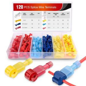 imageNilight 360PCS TTap Wire Connectors SelfStripping Quick Splice Electrical Terminals Insulated Male Disconnect Spade Assortment Kit with Storage Case120 Pcs