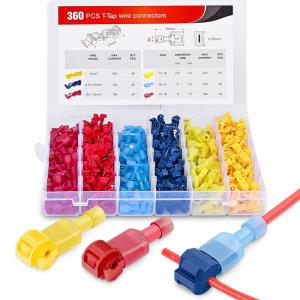 imageNilight 360PCS TTap Wire Connectors SelfStripping Quick Splice Electrical Terminals Insulated Male Disconnect Spade Assortment Kit with Storage Case360 Pcs