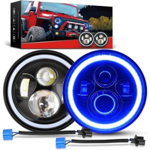 imageNilight 4 Inch LED Fog Light Assembly Compatible with 2007 2008 2009 2010 2011 2012 2013 2014 2015 2016 2017 2018 Jeep Wrangler JK Unlimited JKU wConversion Cable Clear LampsJK Headlight Blue Amber 2Pcs