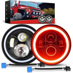 imageNilight 4 Inch LED Fog Light Assembly Compatible with 2007 2008 2009 2010 2011 2012 2013 2014 2015 2016 2017 2018 Jeep Wrangler JK Unlimited JKU wConversion Cable Clear LampsJK Headlight Red Amber 2Pcs