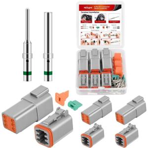 imageNilight 4 PIN DT Connector Kit 3 Sets Size 16 Solid Contacts Waterproof Male Female Terminal for 1420 AWG DT Series Connectors Car Truck Motorcycle OffRoad Vehicles BoatDT6Pin 3 Sets