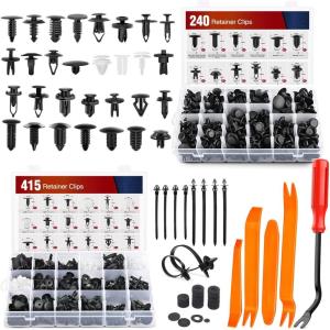 imageNilight 415 Pcs Car Retainer Clips ampamp Fastener Remover  18 Most Popular Sizes Auto Push Pin Rivets Set Door Trim Panel Compatible with GM Ford Toyota Honda Chrysler2 Years Warranty CL19black