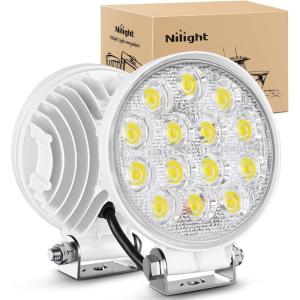imageNilight 45Inch 42W 4200LM Amber LED Light Pods Round Flood Lights for Off Road Roof ampamp Fog  16AWG Wiring Harness Kit2 LeadsWhite House