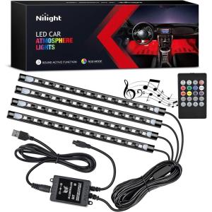 imageNilight 48 LEDs DC 5V Multicolor Music Car Strip Light Under Dash Lighting Kit with Sound Active Function and Wireless Remote Control 2 Years Warranty 4PCS USB Interior Lights4PCS USB Interior Lights