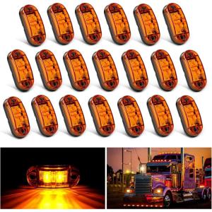 imageNilight 4PCS 39 Inch 3 Led Truck Trailer Light Front Rear LED Side Marker Lights Clearance Indicator Lamp Waterproof Sealed Surface Mounted LED Marker LightAmber 20PCS Universal