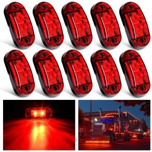 imageNilight 4PCS 39 Inch 3 Led Truck Trailer Light Front Rear LED Side Marker Lights Clearance Indicator Lamp Waterproof Sealed Surface Mounted LED Marker LightRed 10PCS Universal