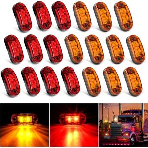 imageNilight 4PCS 39 Inch 3 Led Truck Trailer Light Front Rear LED Side Marker Lights Clearance Indicator Lamp Waterproof Sealed Surface Mounted LED Marker LightAmberRed 20PCS Universal
