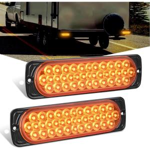 imageNilight 4PCS 6quot Oval LED Trailer Tail Lights 4PCS 10 LED wFlush Mount Grommets Plugs ReverseBack Up Trailer Lights for RV Truck Jeep75Inch Amber 2Pcs