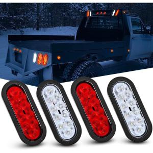 imageNilight 4PCS 6quot Oval LED Trailer Tail Lights 4PCS 10 LED wFlush Mount Grommets Plugs ReverseBack Up Trailer Lights for RV Truck JeepRedWhite 4Pcs