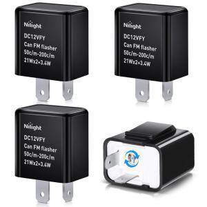 imageNilight 4PCS Flasher Relay Adjustable 3 Pin CF13 JL02 Electronic Blinker Relay 12V 150W Fixes Car Turn Signal and Hazard Warn Hyper Blink Flash or No Flash for LED and Halogen Bulbs 2 Years Warranty2 Pin Blinker Relay