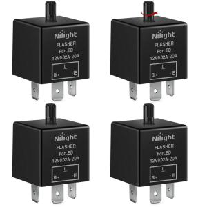 imageNilight 4PCS Flasher Relay Adjustable 3 Pin CF13 JL02 Electronic Blinker Relay 12V 150W Fixes Car Turn Signal and Hazard Warn Hyper Blink Flash or No Flash for LED and Halogen Bulbs 2 Years Warranty4 Pin Blinker Relay