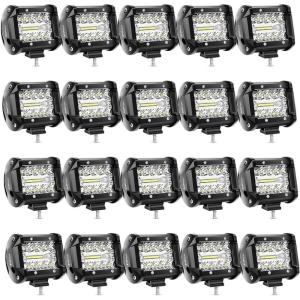 imageNilight 4Pcs LED Pods 4Inch 60W Triple Row Flood Spot Combo 6000LM Light Bar Driving Fog Lights Off Road Lighting for Trucks Pickup Golf Cart SUV ATV UTV 4x4 Van Camper Boat20 Pack