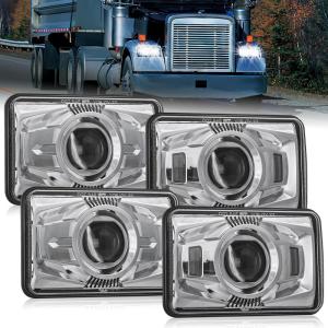 imageNilight 4x6 Inch LED Headlights 45W HiLo Sealed Beam Rectangular Headlight Replacement H4651 H4652 H4656 H4666 H6545 Compatible with Chevy Kenworth Peterbil Ford Freightliner OldsmobileSilver 4PCS4Pcs 4x6 wprojector Silver