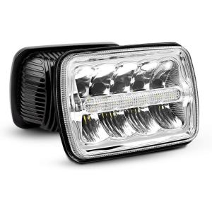 imageNilight 4x6 Inch LED Headlights 45W HiLo Sealed Beam Rectangular Headlight Replacement H4651 H4652 H4656 H4666 H6545 Compatible with Chevy Kenworth Peterbil Ford Freightliner OldsmobileSilver 4PCS2Pcs 5x7 Silver w DRL
