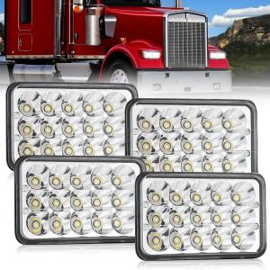 imageNilight 4x6 Inch LED Headlights 45W HiLo Sealed Beam Rectangular Headlight Replacement H4651 H4652 H4656 H4666 H6545 Compatible with Chevy Kenworth Peterbil Ford Freightliner OldsmobileSilver 4PCS4Pcs 4x6 Silver