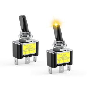 imageNilight 5 Pack 6Pin Heavy Duty Rocker Toggle Switch 15A 250V 20A 125V DPDT 6 Pin ONOffON Switch Metal Bat Waterproof Boot Cap CoverYellow