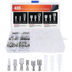 imageNilight 50022R 160pcs Nylon Fully Insulated MaleFemale Spade Crimp Quick Disconnects Wire Terminals Connector Set480PCS Crimp Terminals