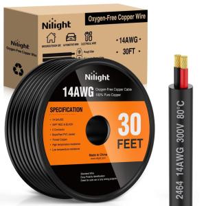 imageNilight 50FT 20 Gauge 3 Conductor Electrical Wire Tinned Oxygen Free Copper Red Black Yellow 3 Wires Parallel 600V DC Flexible PVC Case Extension Cords for LED Strips Lamps Lighting2 Conductor
