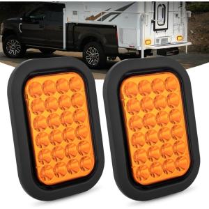 imageNilight 6 Inch Oval Amber LED Trailer Tail Lights 2PCS WFlush Mount Grommets Plugs IP67 Waterproof Turn Signals Lamp for 12V RV Camper Truck JeepAmber