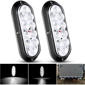 imageNilight 6 Inch Oval Red LED Trailer Tail Light Surface Mount 2PCS 10 LEDs Waterproof Stop Brake Turn Trailers Lights for Truck RV Boat Bus Lorry Camper Van CaravanWhite Lights Screws 2Pcs