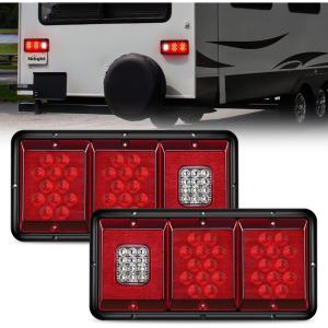 imageNilight 6 Inch Oval Red LED Trailer Tail Light Surface Mount 2PCS 10 LEDs Waterproof Stop Brake Turn Trailers Lights for Truck RV Boat Bus Lorry Camper Van CaravanTriple Tail Light 36LED