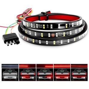 imageNilight 60 Inch Truck Tailgate Light Bar Double Row LED Flexible Strip Red Running Brake Turn Signal White Reverse Back Up Lighting Modes for Pick Up Truck SUV