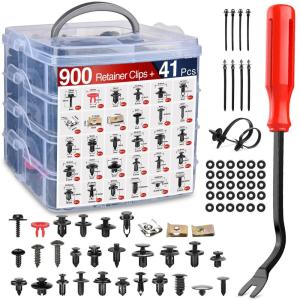 imageNilight 725Pcs Car Push Retainer Clips ampamp Auto Fasteners Assortment 23 Most Popular Sizes Nylon Bumper Fender Rivets with 10 Cable Ties and Fasteners Remover for Toyota GM Ford Honda Chevy941Pcs